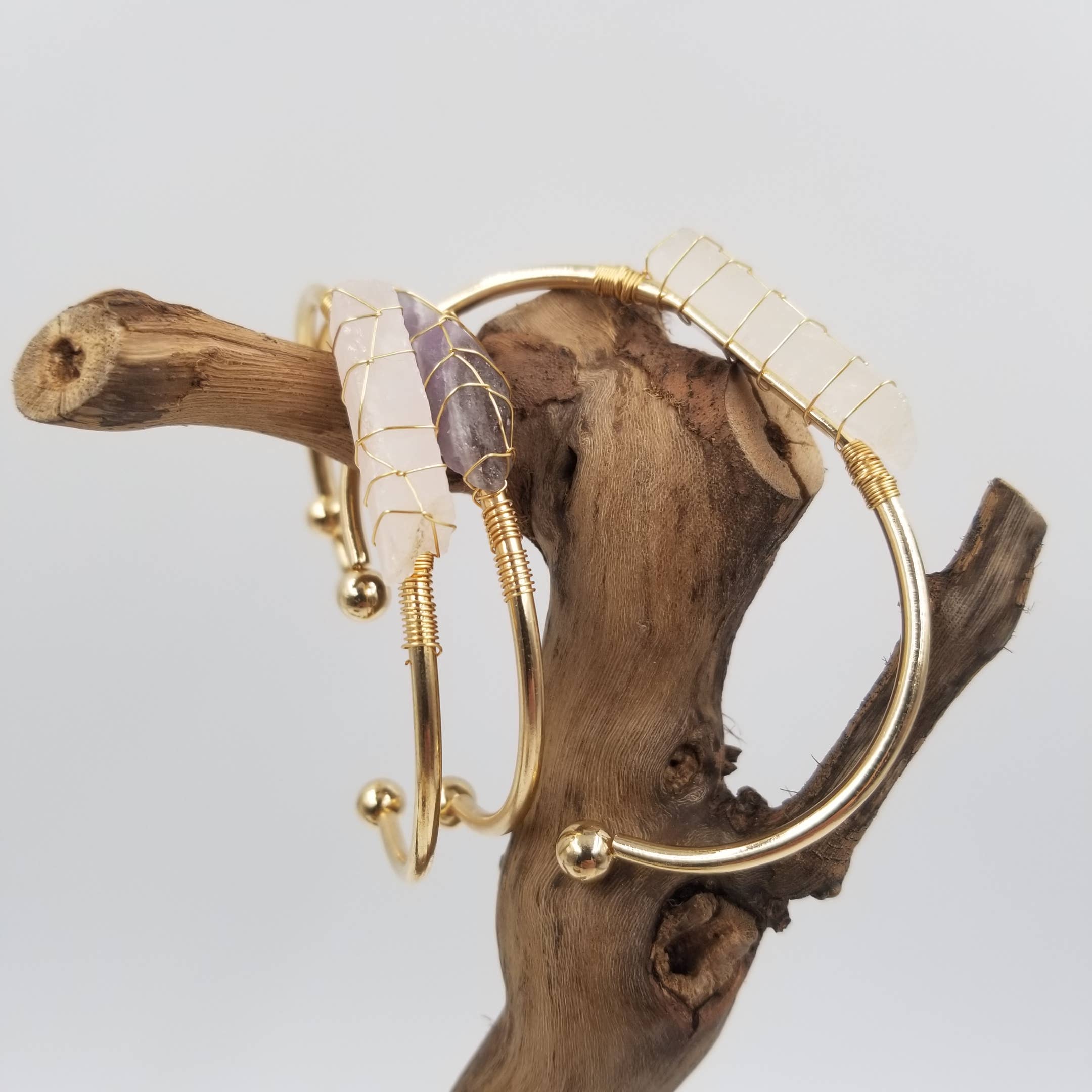 Bracelet bohème à manchette en cristal doré: Rose