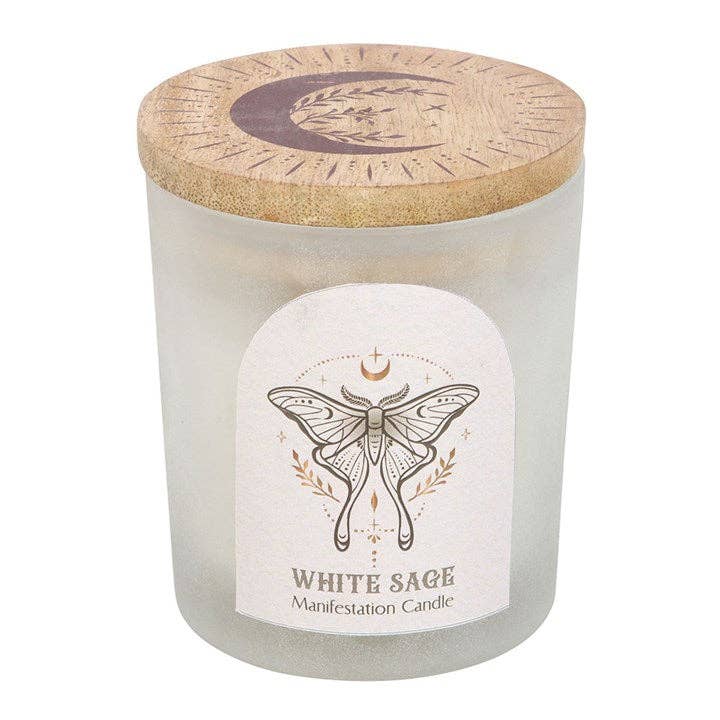Bougie de Manifestation Papillon de Nuit avec Cristaux de Quartz Clair