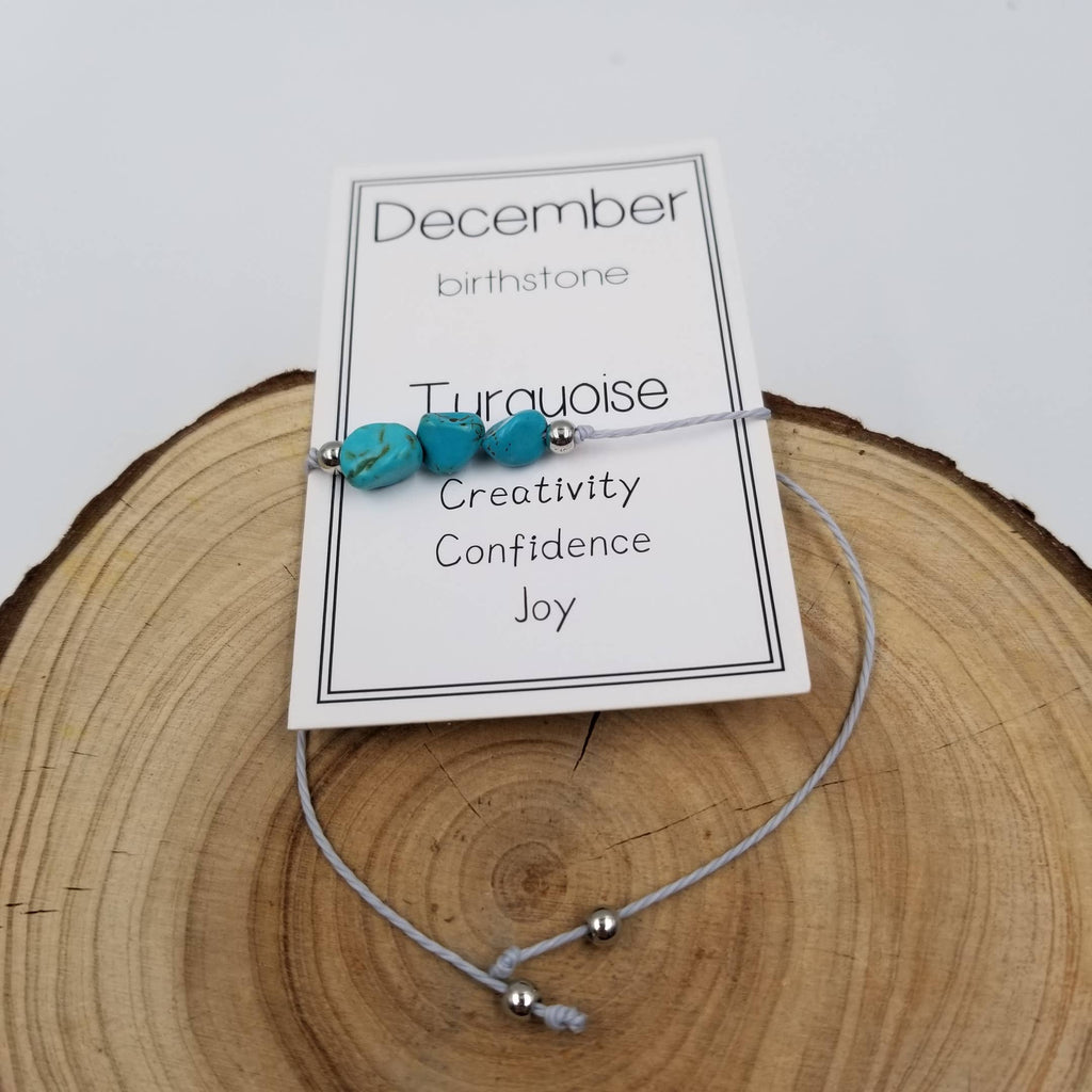 Bracelet en pierre naturelle en pierre d'anniversaire fait main avec carte: Avril