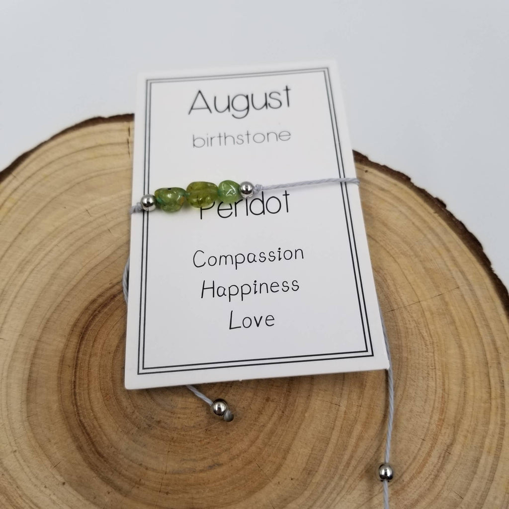 Bracelet en pierre naturelle en pierre d'anniversaire fait main avec carte: Septembre