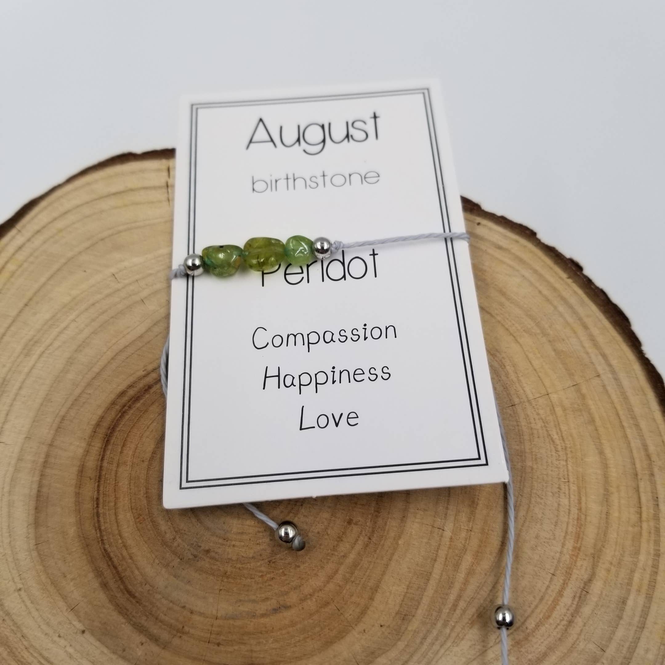 Bracelet en pierre naturelle en pierre d'anniversaire fait main avec carte: Septembre