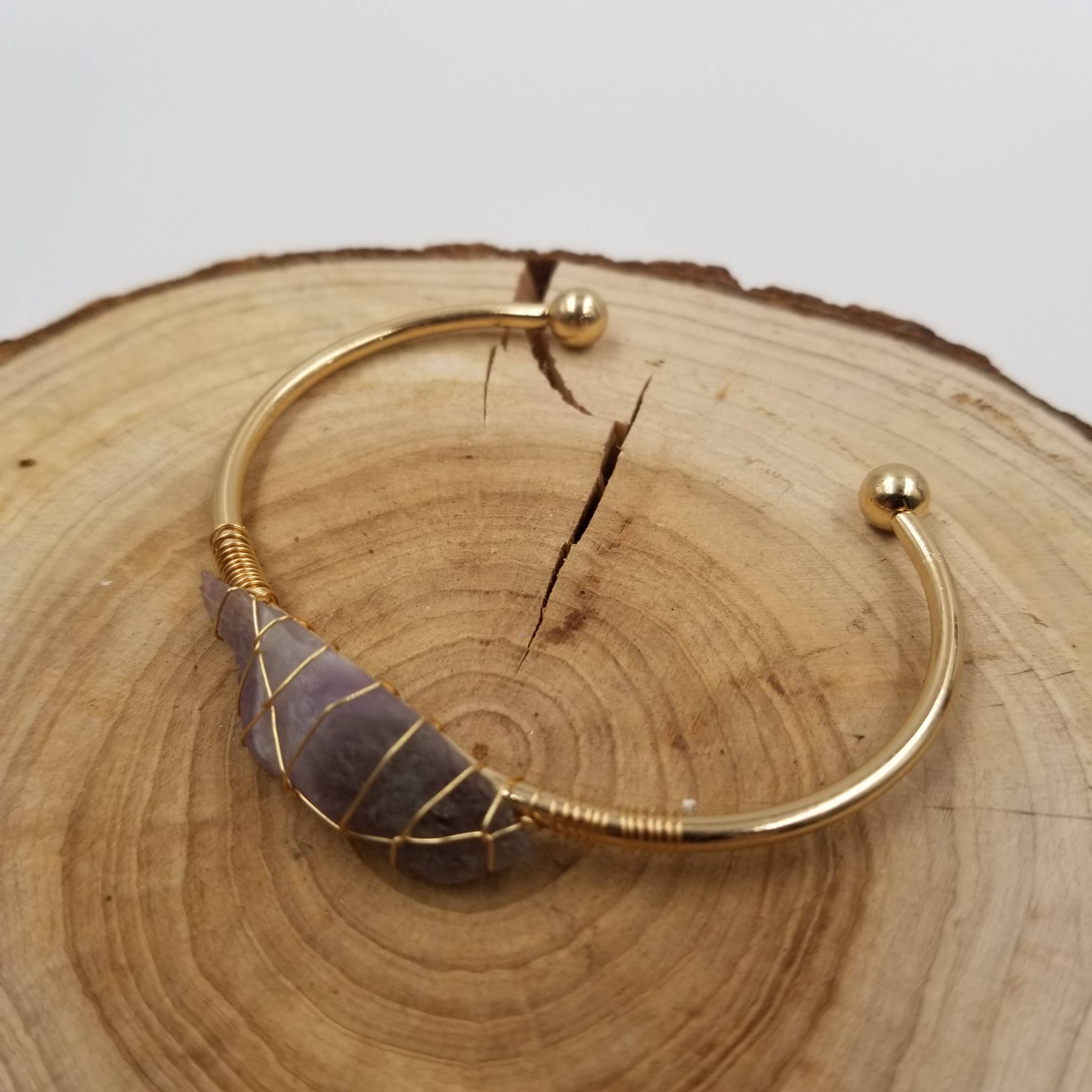 Bracelet bohème à manchette en cristal doré: Violet