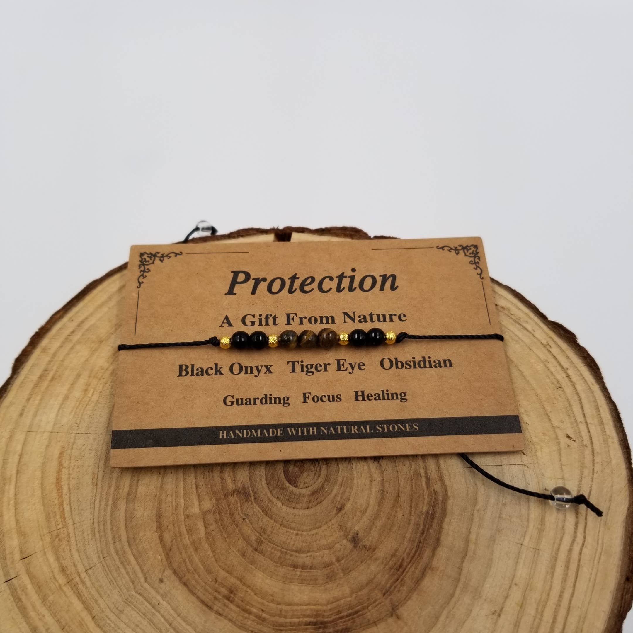 Bracelet en perles de chakra en cristal naturel fait main avec carte: Confiance en soi