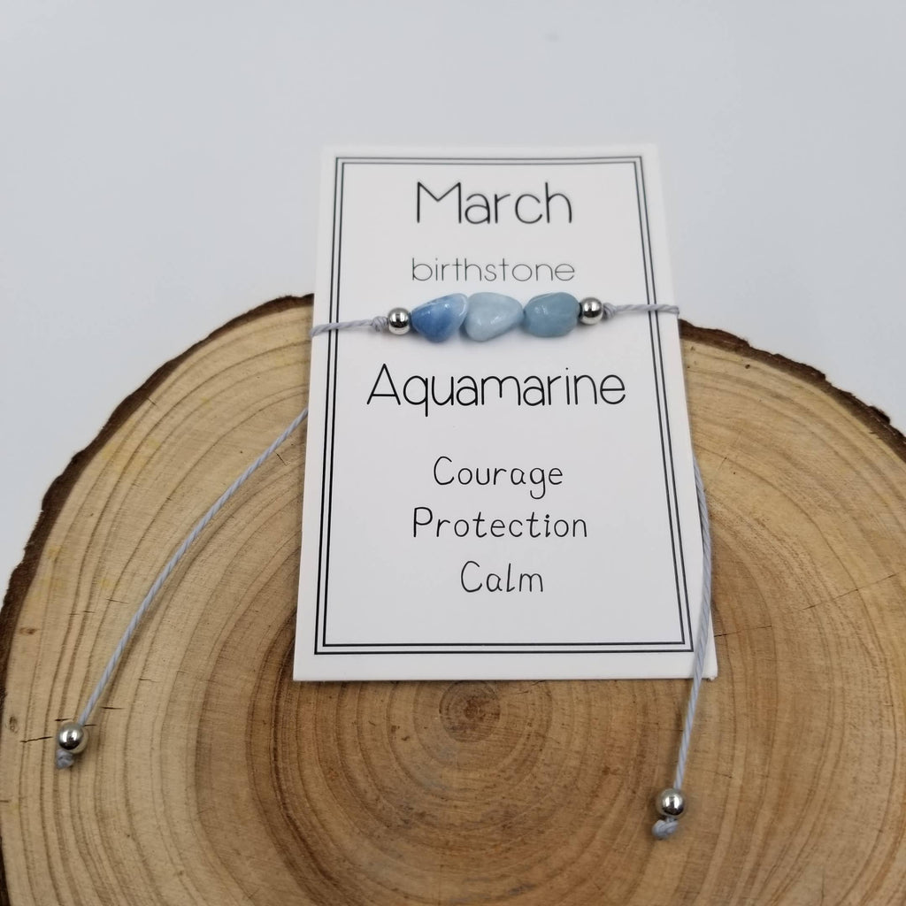 Bracelet en pierre naturelle en pierre d'anniversaire fait main avec carte: Juin