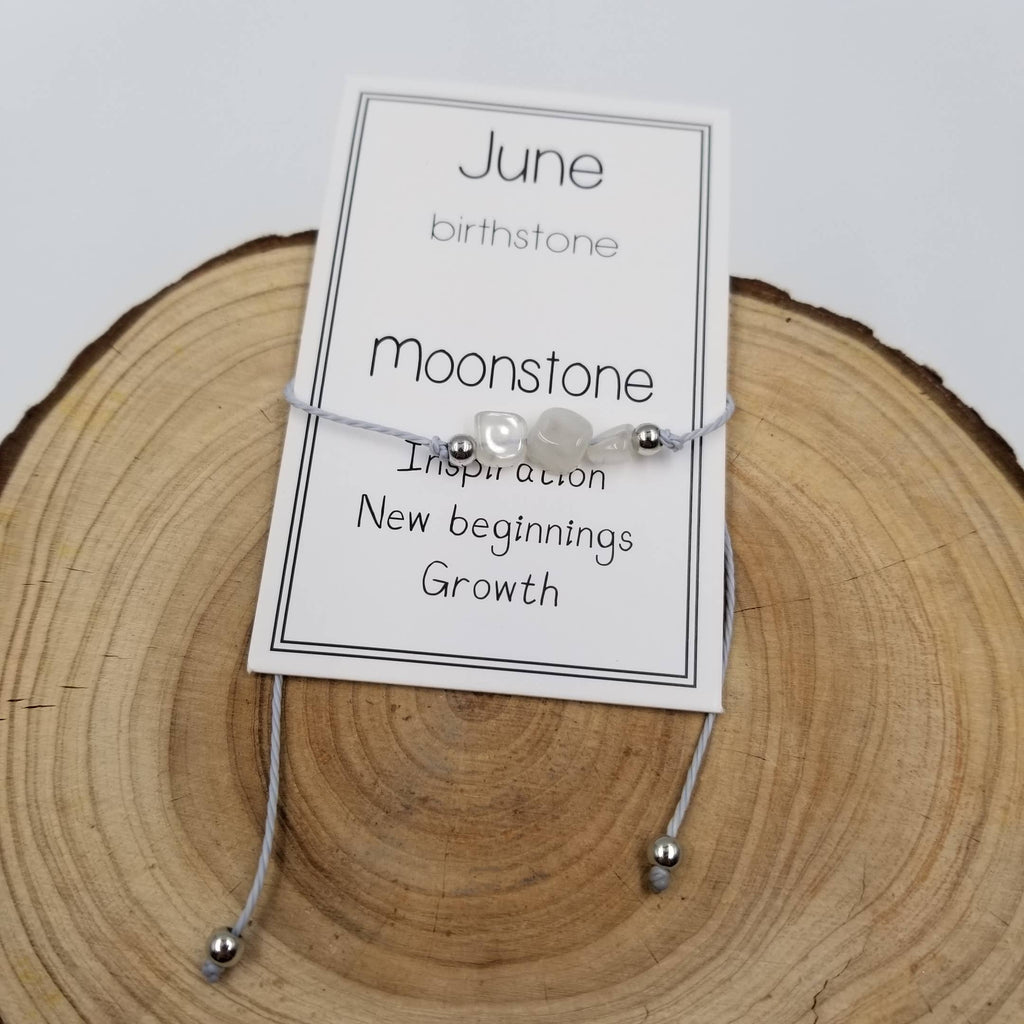 Bracelet en pierre naturelle en pierre d'anniversaire fait main avec carte: Décembre