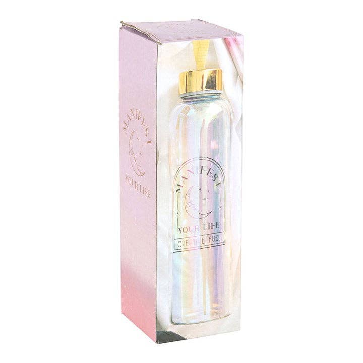 Manifestez votre vie Bouteille d'eau en verre iridescent