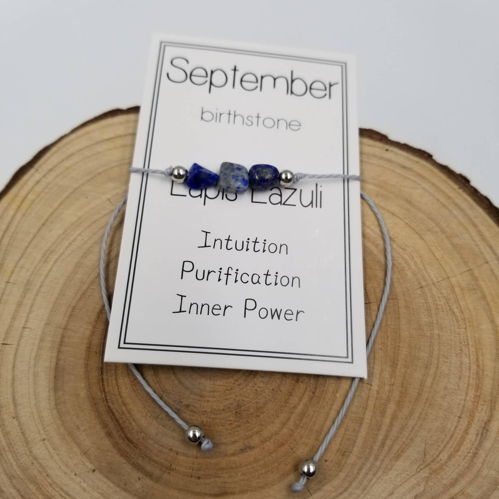 Bracelet en pierre naturelle en pierre d'anniversaire fait main avec carte: Janvier