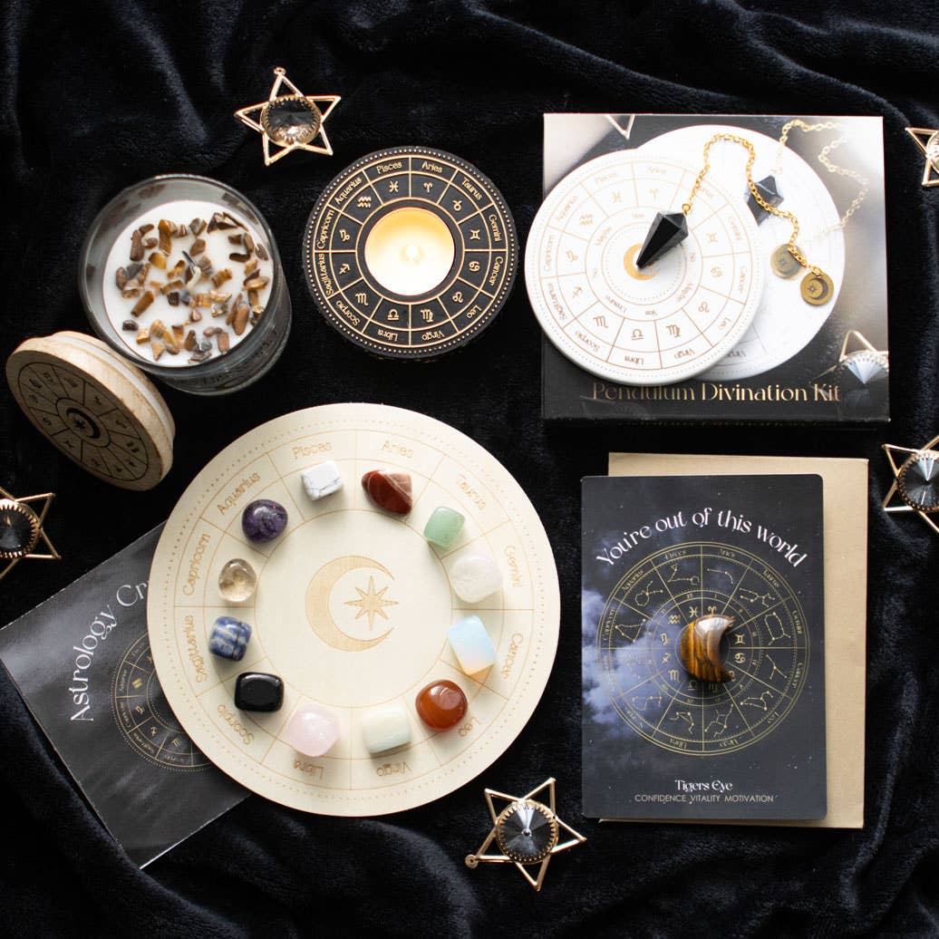 Kit de divination à pendule astrologique Zodiac Wheel
