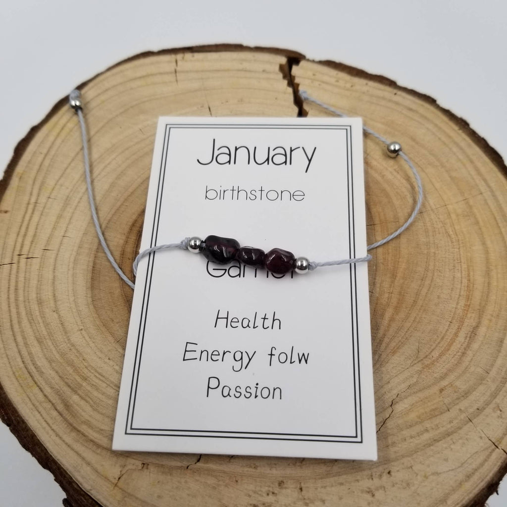 Bracelet en pierre naturelle en pierre d'anniversaire fait main avec carte: Mars