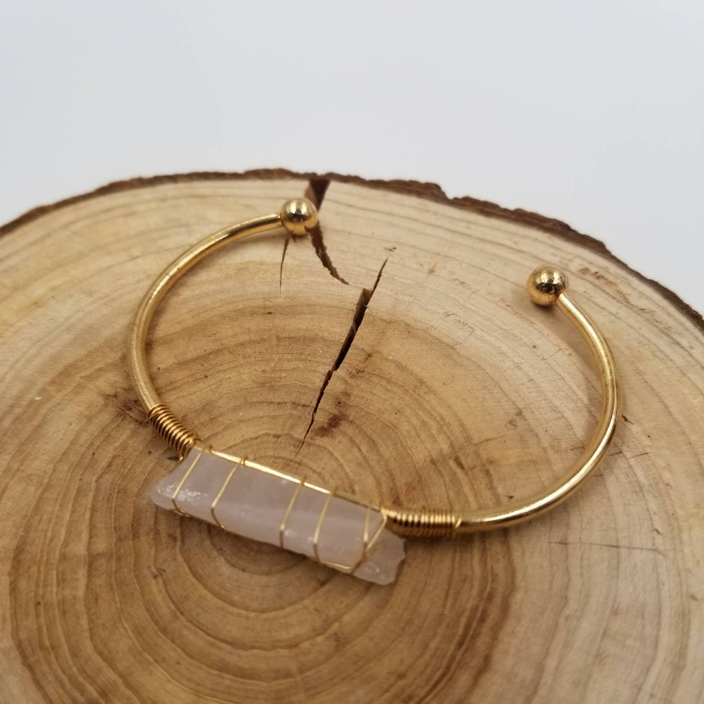 Bracelet bohème à manchette en cristal doré: Rose